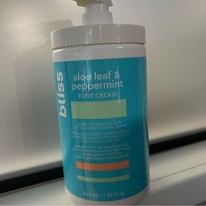 Bliss Aloe Leaf & Peppermint Foot Cream 32 fl oz new never used